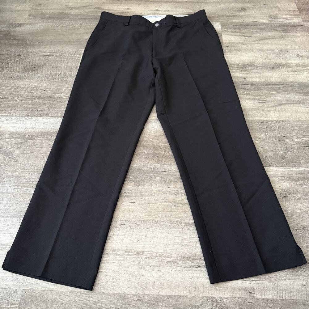 Footjoy Golf Pants Mens 38x32 Black Flat Front Performance Chino Poly Blend